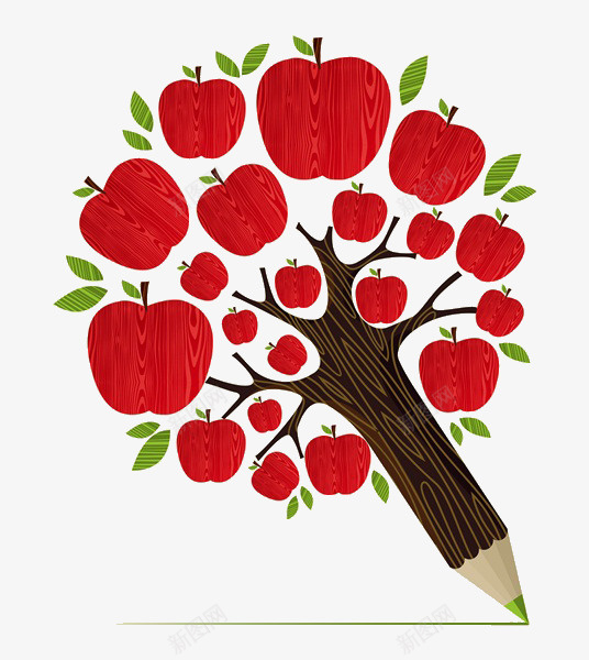 红色苹果树铅笔png免抠素材_新图网 https://ixintu.com Q版苹果树 png图形 png装饰 手绘 水果 苹果 装饰 铅笔
