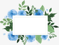蓝玫瑰边框浪漫蓝玫瑰婚礼请帖矢量图高清图片