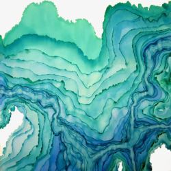 水彩水纹蓝绿色手绘海浪图案高清图片