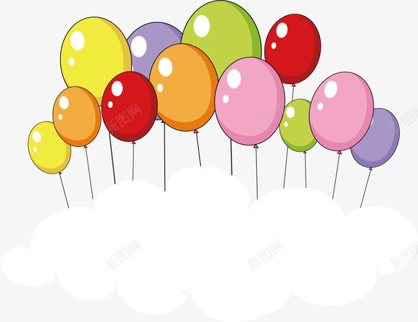彩色气球束云朵标题框矢量图ai免抠素材_新图网 https://ixintu.com 云朵标题框 彩色气球 气球 气球墙 气球束 白云 矢量png 矢量图