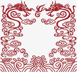 花纹中国风式红章素材