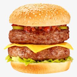 双层牛肉美味的双层巨无霸汉堡高清图片