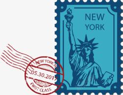 美国邮戳纽约自由女神邮票高清图片