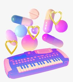 药丸素材迷幻电子琴和药装饰高清图片