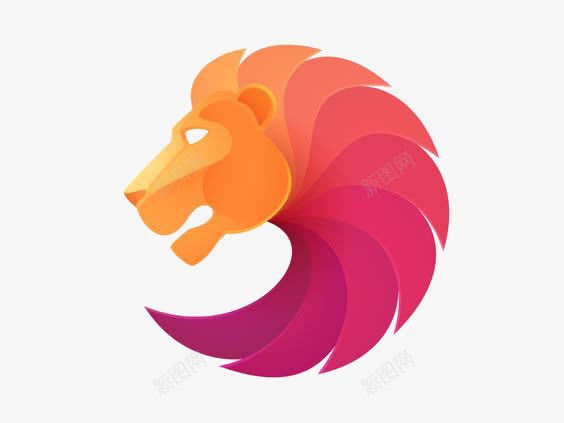 卡通狮子图标png_新图网 https://ixintu.com 彩色 扁平化 渐变 狮子logo 设计