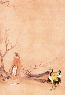 黄色飞鹤中国风诗人飞鹤米黄色背景高清图片