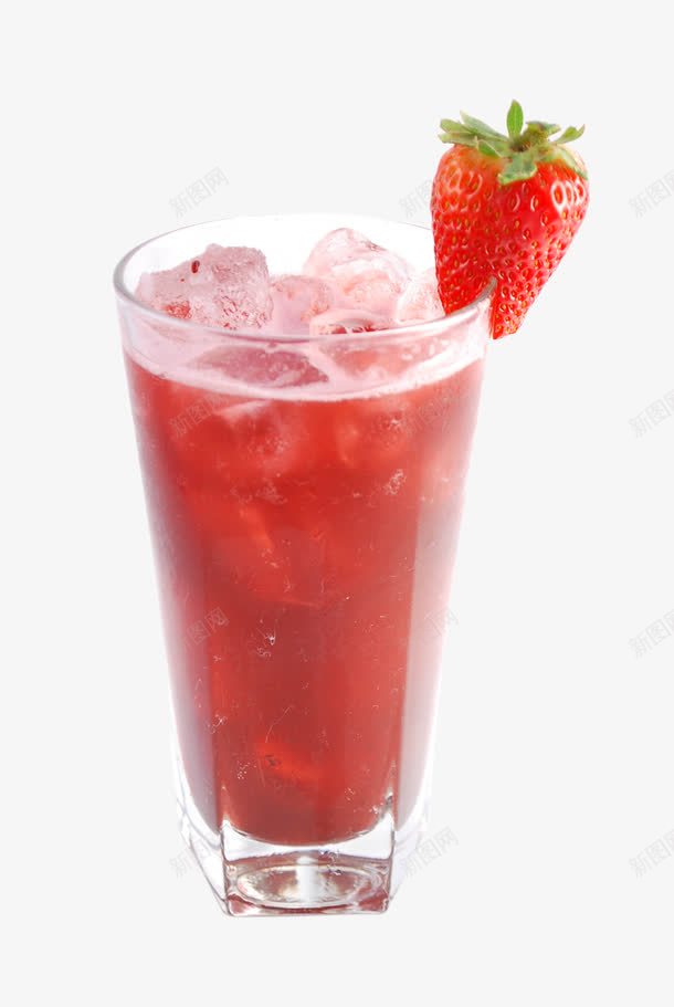 草莓和冰果汁一杯png免抠素材_新图网 https://ixintu.com 一杯草莓汁 冰块 水果 草莓 食品