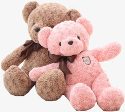 粉色小熊彩绘两个毛绒玩具高清图片