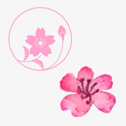 水彩粉红色桃花春季樱花桃花矢量图素材