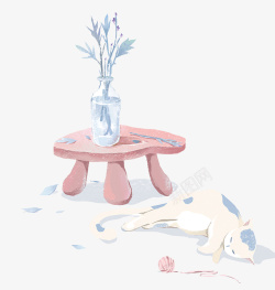 动物毛绒玩具凳子手绘小猫高清图片
