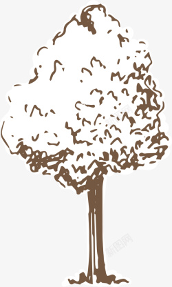 简单速写手绘速写树木风景树矢量图高清图片