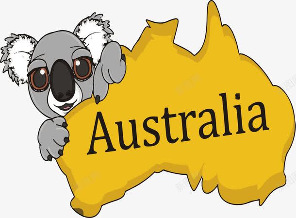 澳大利亚后的袋鼠png免抠素材_新图网 https://ixintu.com 偷看 偷看表情 地图 目瞪口呆 看着可爱 袋鼠哥 躲在澳大利亚后