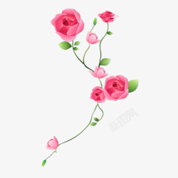 粉色绿叶玫瑰花图案手绘粉色的玫瑰花图高清图片