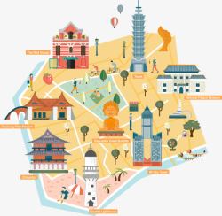 广西旅游路线图卡通地图高清图片