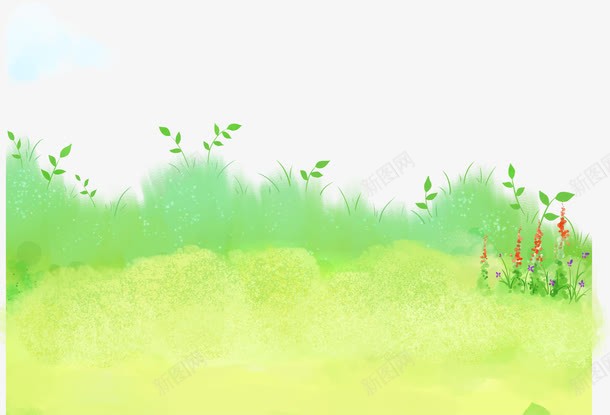 彩绘草地png免抠素材_新图网 https://ixintu.com 大自然 彩绘 户外 水墨画 绿色 草坪