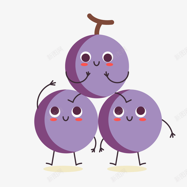 紫色葡萄卡通水果png免抠素材_新图网 https://ixintu.com 卡通提子 卡通水果 卡通葡萄 紫色葡萄 背景装饰