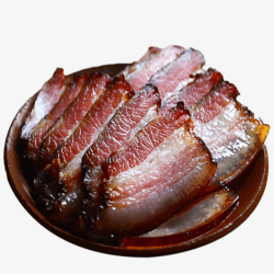 茅山特产五花肉一盘五花腊肉切片高清图片