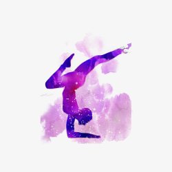 减肥培训紫色水彩瑜伽高清图片