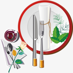 欧式厨具不锈钢餐具西餐餐具刀叉矢量图高清图片