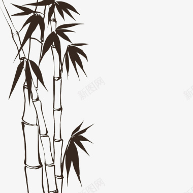 手绘黑色竹子图标图标