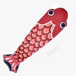 五月五日节单个红色鲤鱼旗插图高清图片