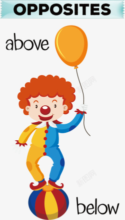 可爱马戏手拿气球的小丑矢量图高清图片