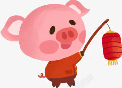 欢乐小猪迎新年卡通手绘素材