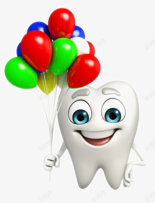 气球卡通3d小人牙齿png免抠素材_新图网 https://ixintu.com 3d牙齿 卡通牙齿 洁白牙齿 牙齿