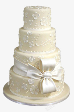 三层蝴蝶结白色蛋糕架翻糖蛋糕高清图片