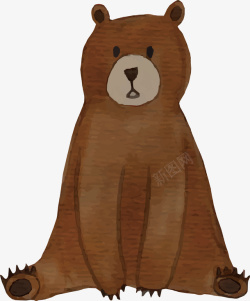 水彩棕熊可爱棕色呆萌小熊高清图片