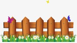 围栏里的草丛手绘篱笆高清图片