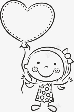 小盆栽拿着气球的小女孩图标图标