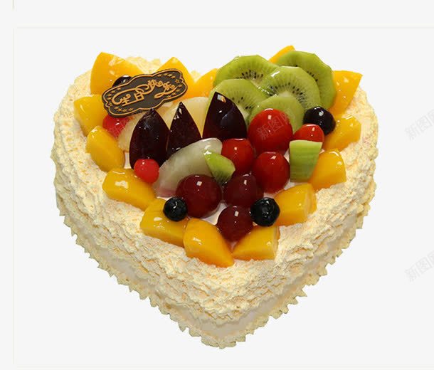 爱心蛋糕png免抠素材_新图网 https://ixintu.com 水果蛋糕 猕猴桃 生日蛋糕 食品 黄色