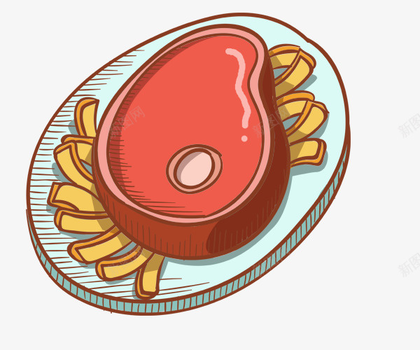 卡通手绘盘子里的食物牛肉psd免抠素材_新图网 https://ixintu.com 卡通手绘盘子里的食物牛肉 美食 食物 餐饮 饭店