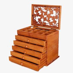 欧式三层首饰盒实木质首饰盒高清图片