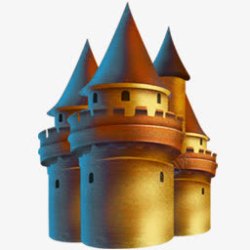 黄色卡通欧式城堡素材