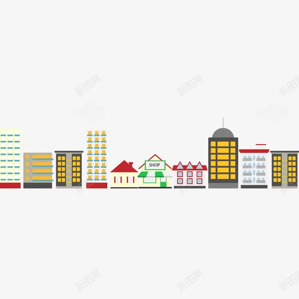 楼房欧式建筑png免抠素材_新图网 https://ixintu.com 丹麦建筑 可爱风 平面 建筑 彩色 房子 手绘 楼房 欧式