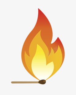 木材火焰黄红取火工具点着的火柴棍卡通高清图片