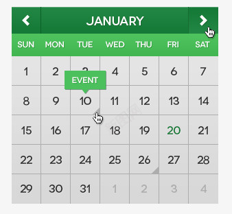 绿色UI日历psd免抠素材_新图网 https://ixintu.com UI 控件 数字 日历 时间