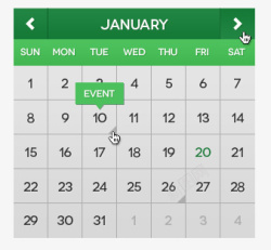 日历控件设计绿色UI日历高清图片