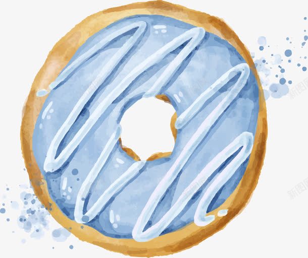 可爱粉蓝色甜甜圈png免抠素材_新图网 https://ixintu.com 可爱 手绘 水彩 甜点 甜甜圈 美食