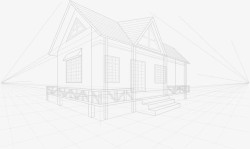 建筑物模型时尚线性房子模型高清图片