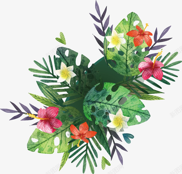 美丽的花束png免抠素材_新图网 https://ixintu.com 叶子 树叶 礼物 绿叶 花朵 花瓣 花簇 鲜花
