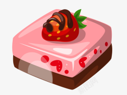 冰淇淋蛋糕方形粉红色美味半圆面素材