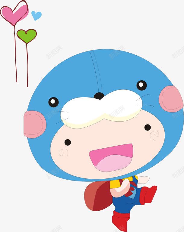 手绘叮当猫png免抠素材_新图网 https://ixintu.com 叮当猫 心形 手绘 气球