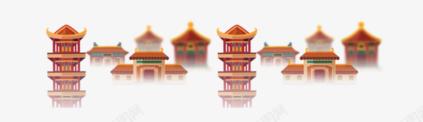 中国风古楼群png免抠素材_新图网 https://ixintu.com 中国风 卡通 古楼 建筑 手绘