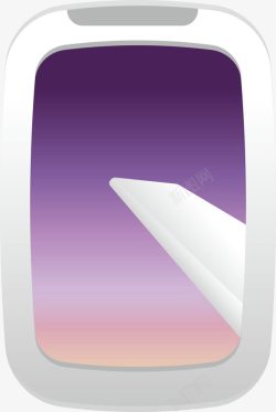 卡通紫色飞机窗口素材