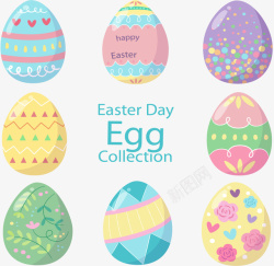 复活节彩蛋设计8款彩色花纹彩蛋高清图片