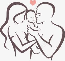 妈妈抱着婴儿幸福家庭线条图图标高清图片