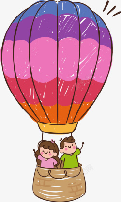 扁平热气球彩色气球装饰高清图片